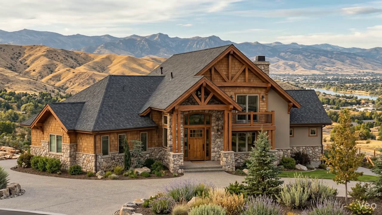 Idaho home with new roof, Boise foothills in background