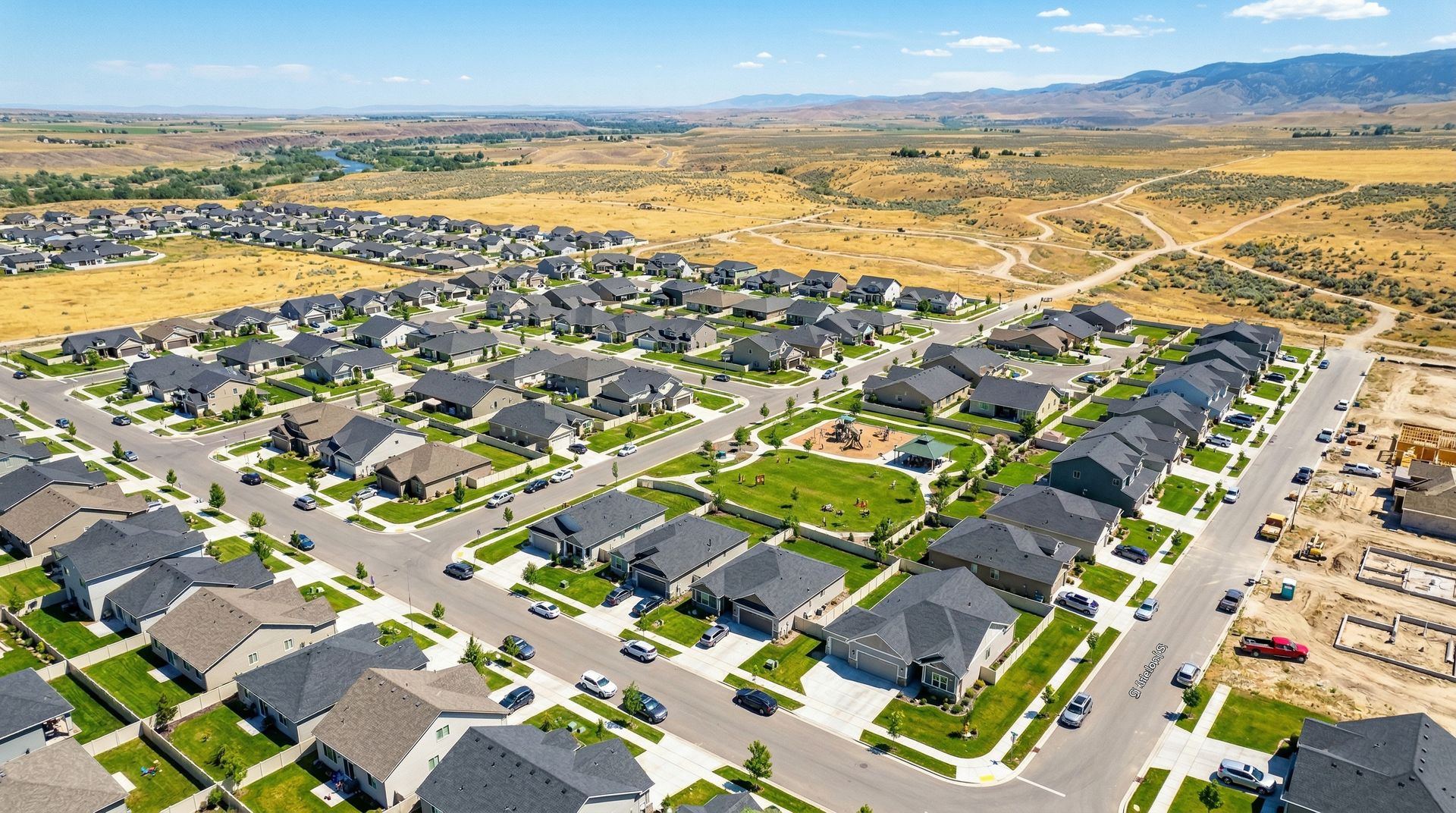 Aerial view of growing residential community in Kuna, Idaho